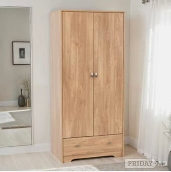 CARLTON 2 DOOR 1 DRAWER WARDROBE - OAK EFFECT