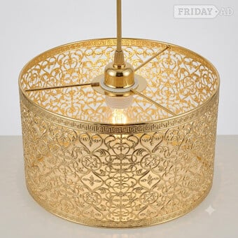 Ornate Moroccan Style Decorated Metal Pendant Light shade