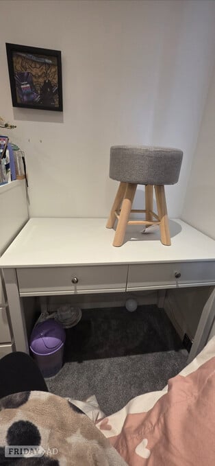 Wooden Desk and Stool