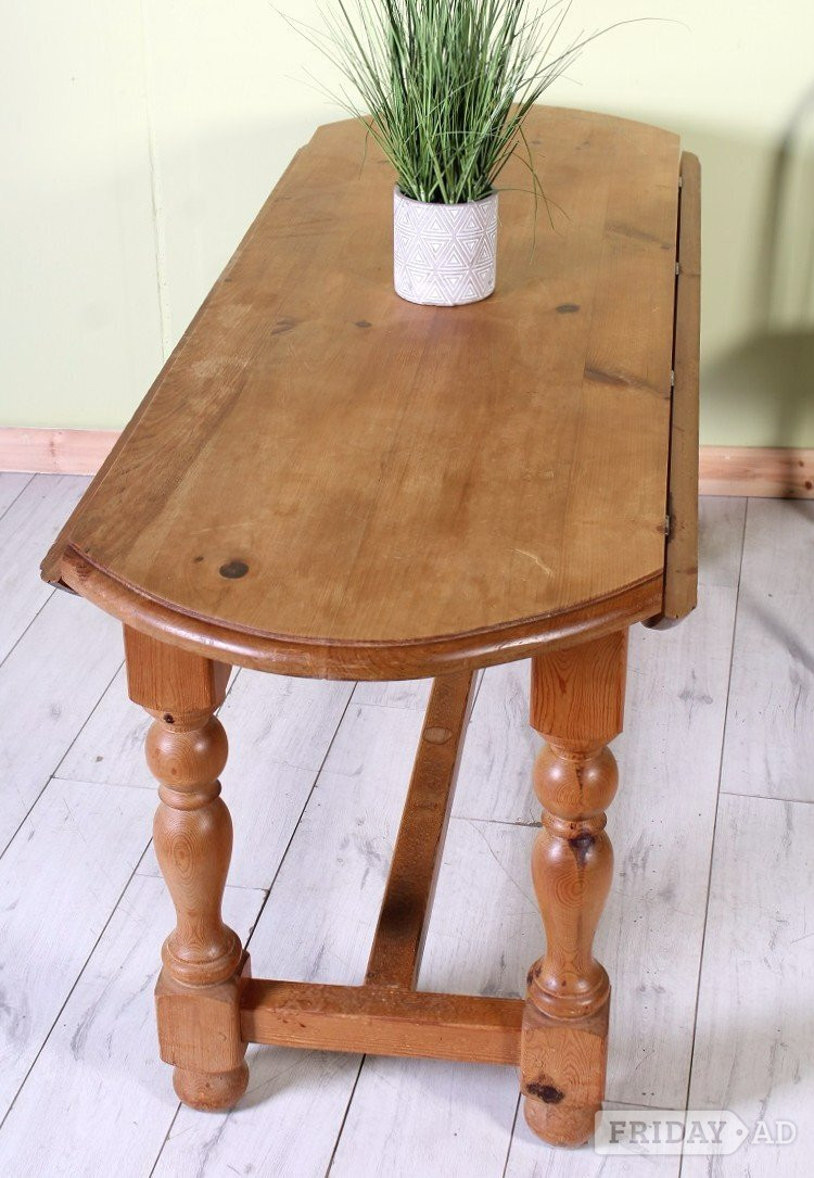 UK Delivery - Chunky Old Farmhouse Drop Leaf Pine Table Waxed