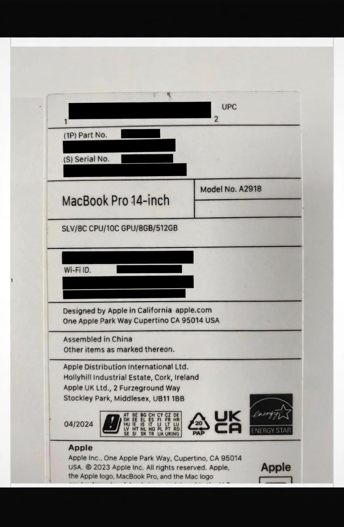 Fareham Apple MacBook Pro M3 14” (SEALED) RRP £1699