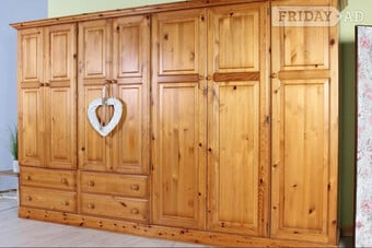 UK Delivery - Huge Pine Farmhouse Wardrobe 4 DrawerS