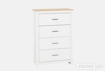 Portland 4 Drawer Chest - White/Oak Effect