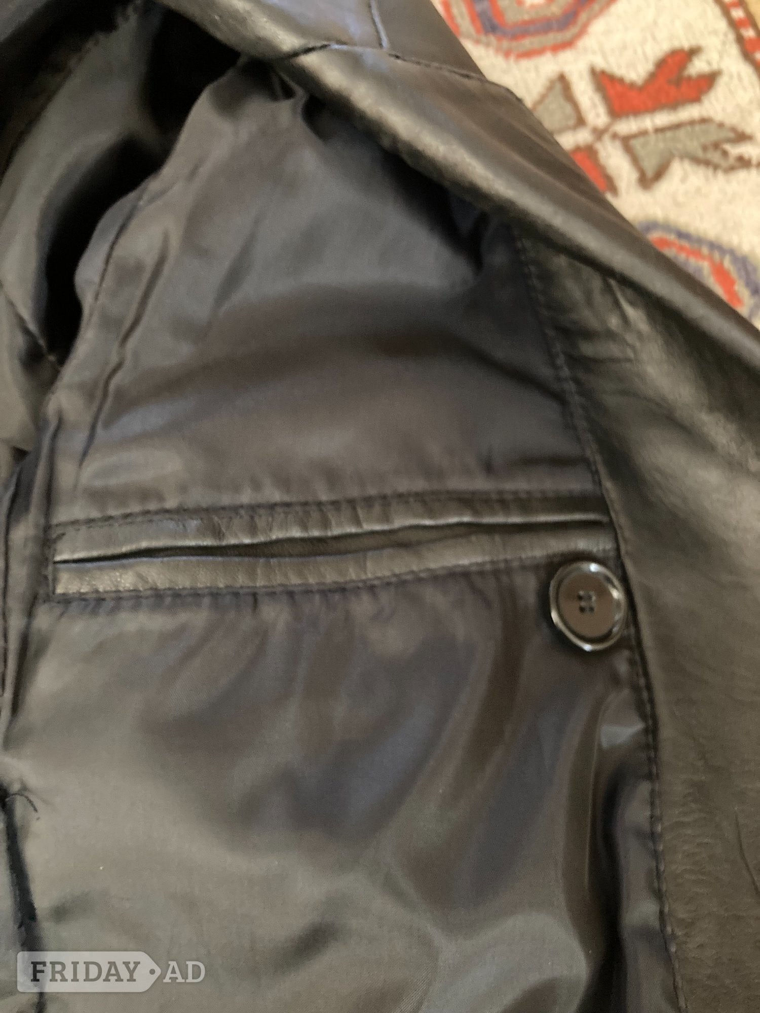 Crawley Mens Real Leather 3 Button Blazer Type Jacket in Black - Size: L