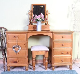 Delivery Options - Antique Pine Dressing Table Mirror & Stoool
