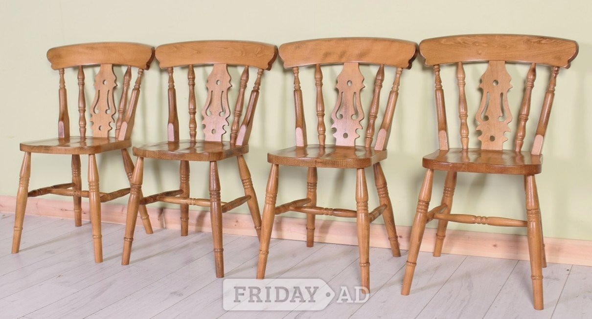 Delivery Options - 4 Fiddle Back Farmhouse Chairs Sturdy & Solid