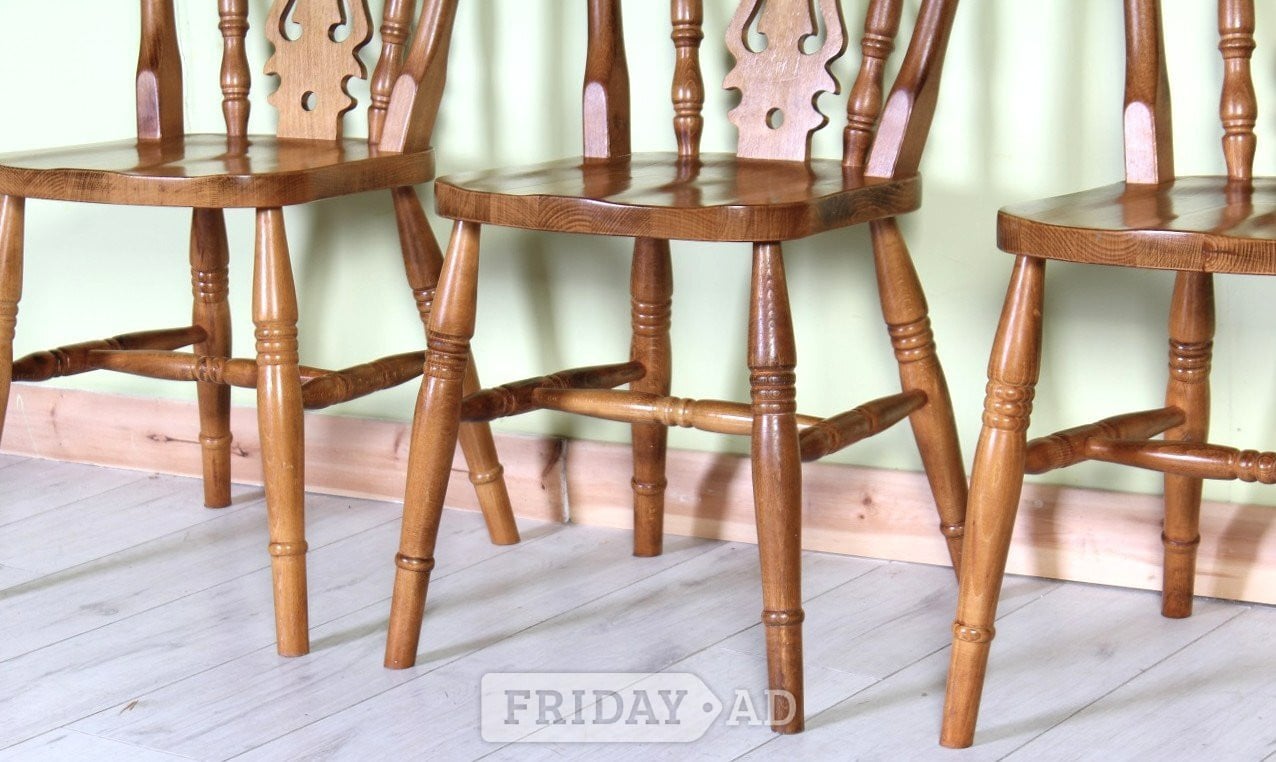 Hailsham Delivery Options - 4 Fiddle Back Farmhouse Chairs Sturdy & Solid