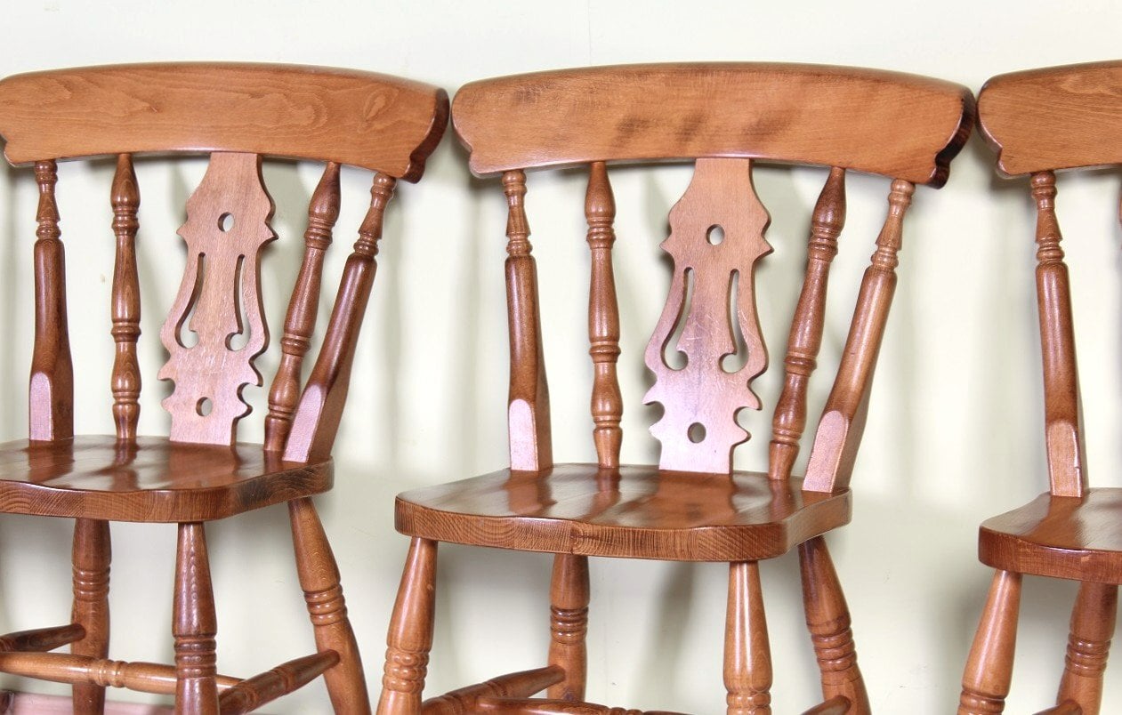 Delivery Options - 4 Fiddle Back Farmhouse Chairs Sturdy & Solid - Furniture in Hailsham