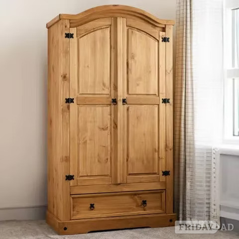 CORONA 2 DOOR 1 DRAWER WARDROBE - distressed waxed pine in Rotherham