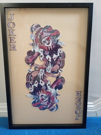 Joker playing card framed print 