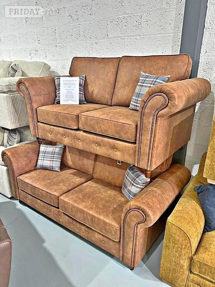 Tan Brown 3+2 Seater Sofa Set ¬ Delivery available 