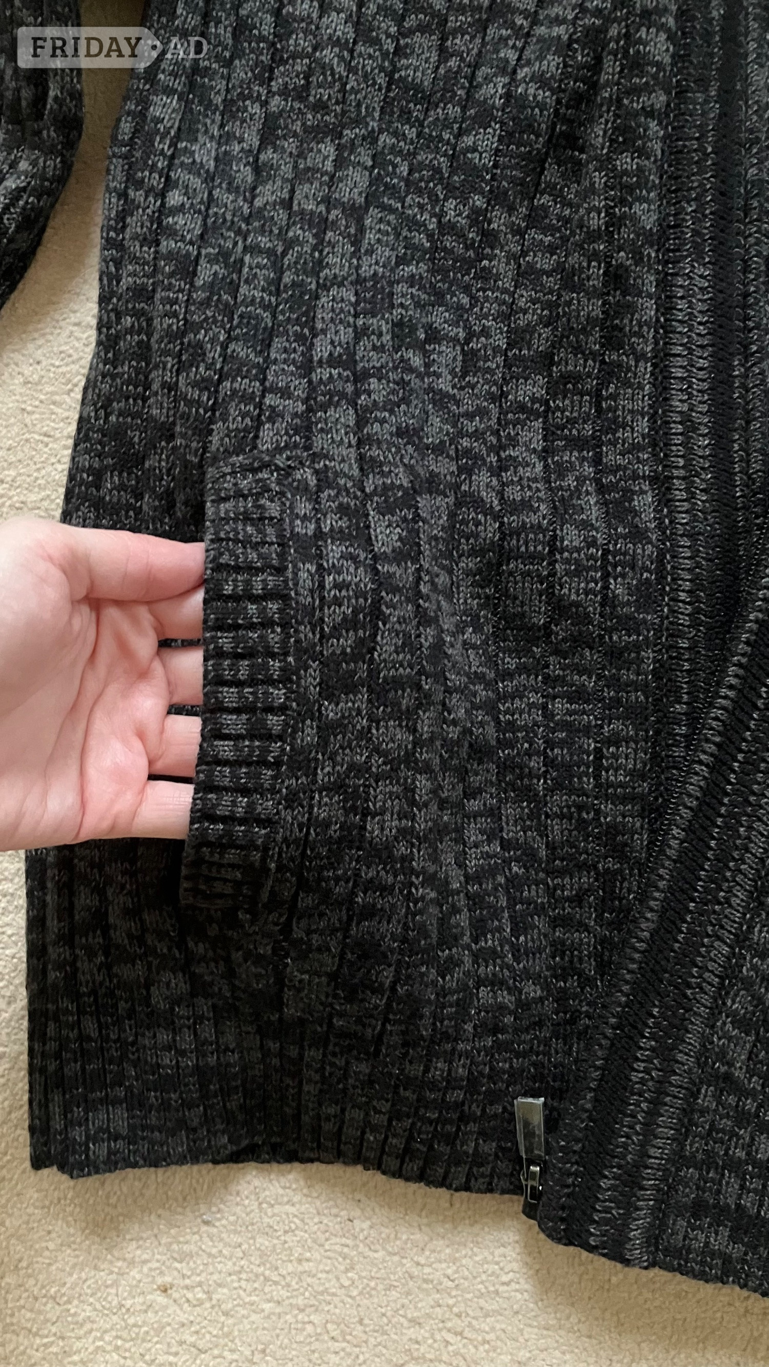 Men’s Black zip up cardigan with pockets. LARGE.- NEW - Clothing, Footwear & Accessories