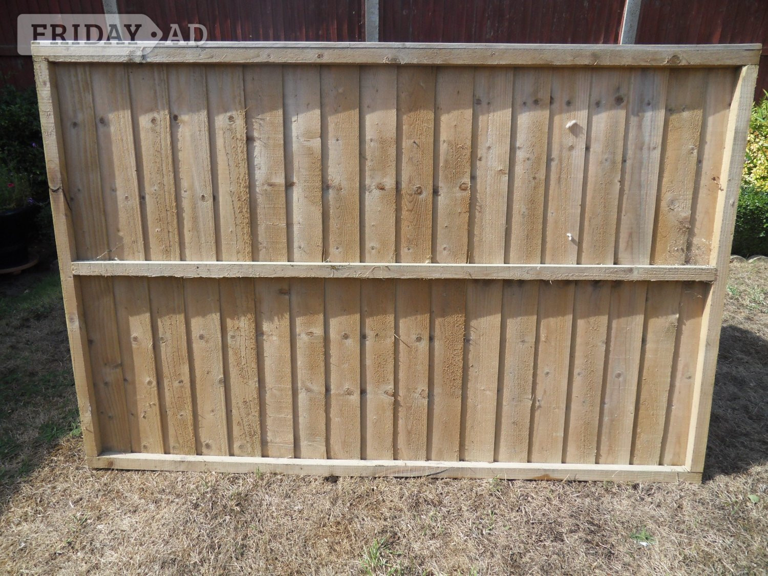 3 x WOODEN VERTICAL CLOSE BOARD FENCE PANELS