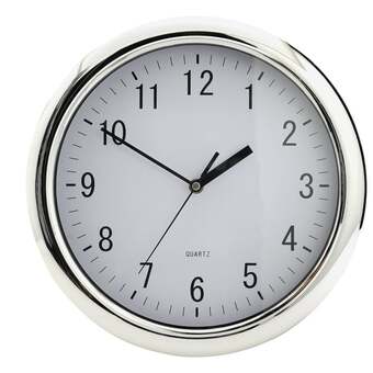 Clock - chrome effect. Large kitchen type.