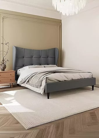 DOUBLE - VERONA BED FRAME - GREY FABRIC