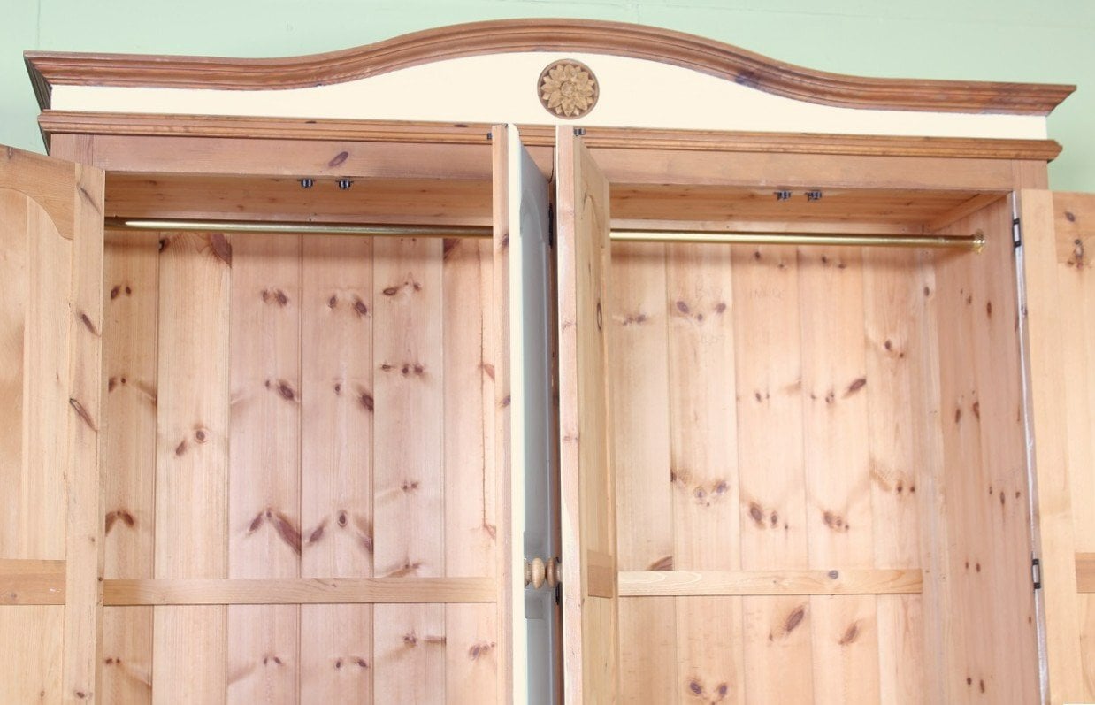 Delivery Options-Pine Farmhouse 4 Door Wardrobe Sits On Bun Feet - Furniture