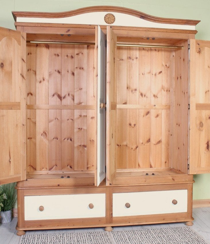 Delivery Options-Pine Farmhouse 4 Door Wardrobe Sits On Bun Feet
