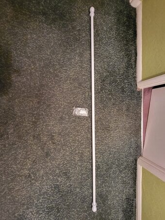 white curtain rod 70 inches all fittings and  rings new 