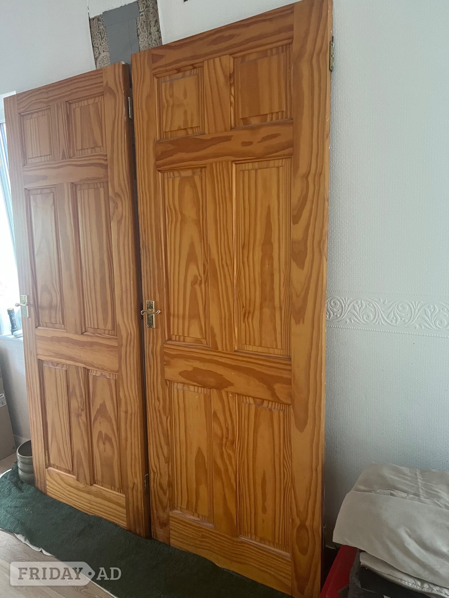 2 solid pine doors varnished