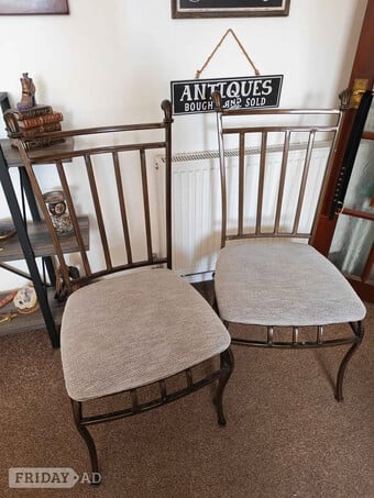 Pair of metal and fabric seat chairs in very good condition