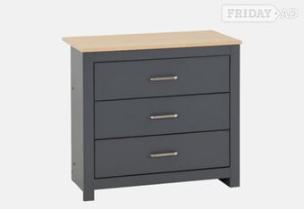 Portland 3 Drawer Chest - Grey/Oak Effect
