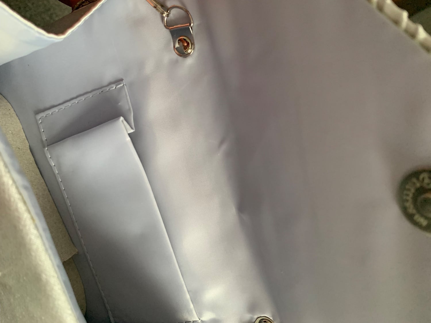 SILVER SATIN & CRYSTAL HANDBAG - NEW