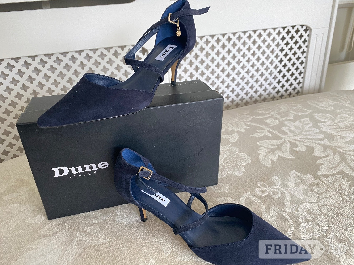 Women’s brand new Dune navy suede elegant heeled shoes 2.5 inches in Worthing