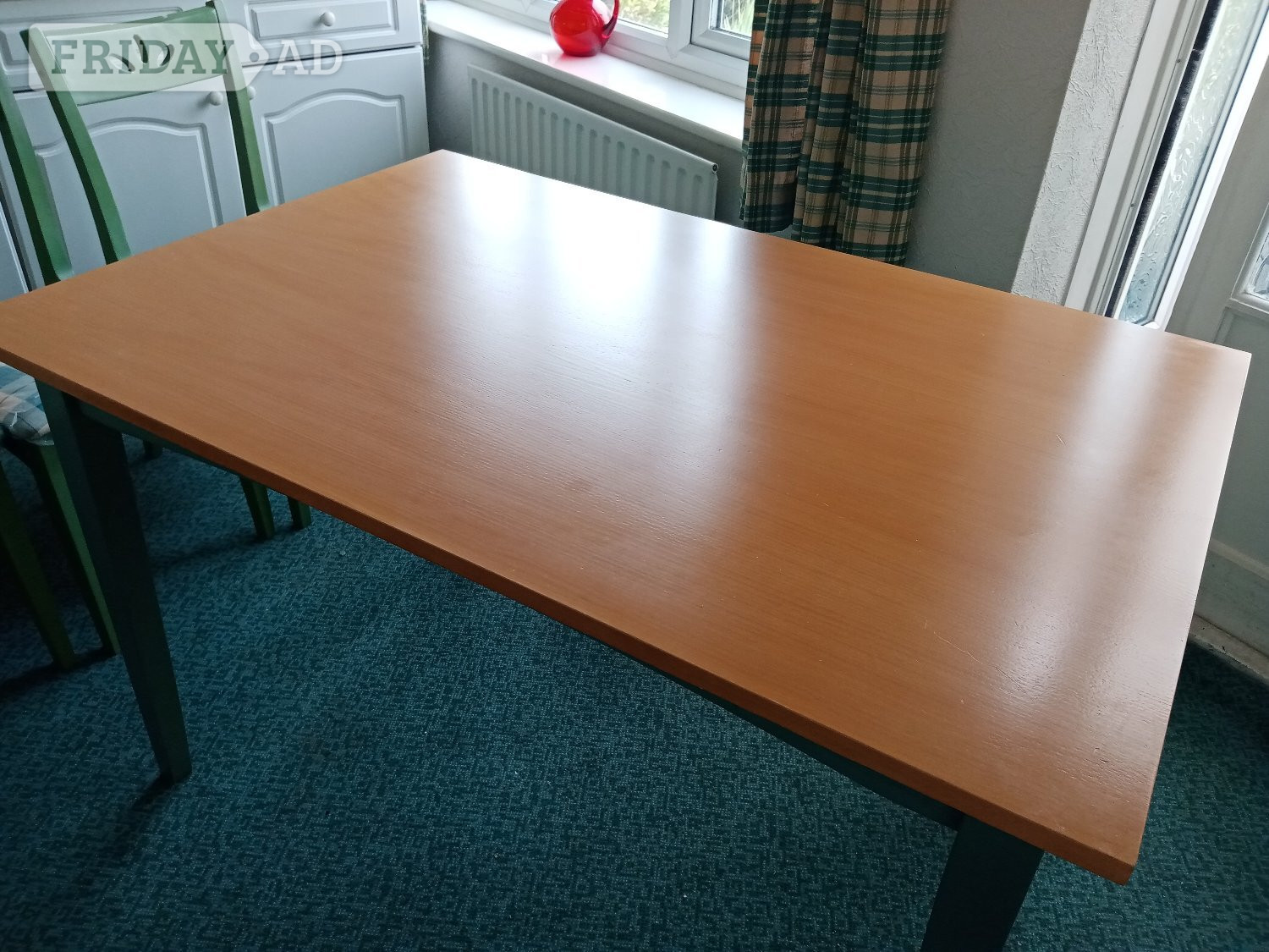 Peacehaven Used Attractive Olive Green Dining Table & 4 Matching Chairs.