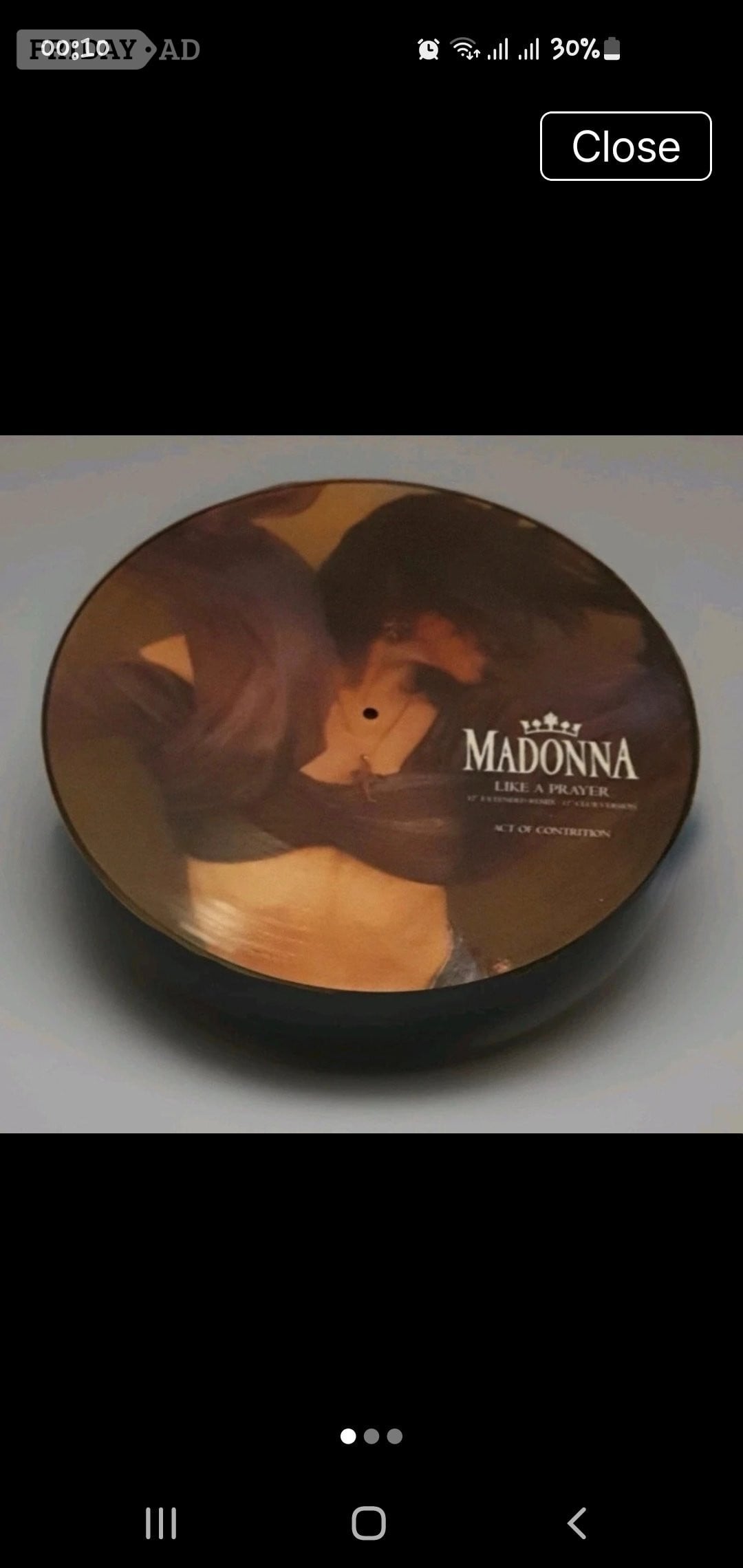 iMadonna "Like a Prayer" 12-inch picture disc vinyl single, a lim