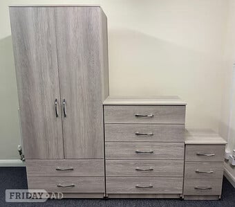 METRO wardrobe 2 drawers set - silver grain