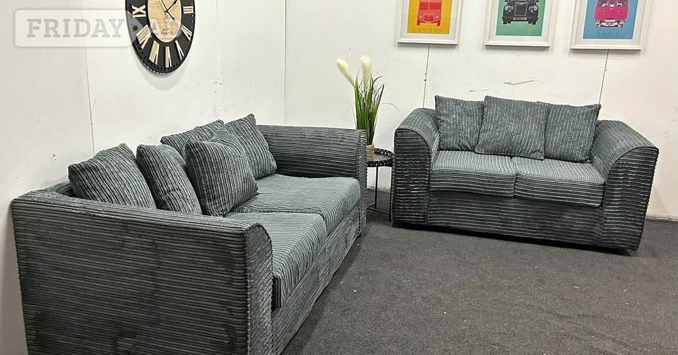 🛋️ Gorgeous Grey Corded 3+2 Sofa Set | Brand New | Fast Delivery