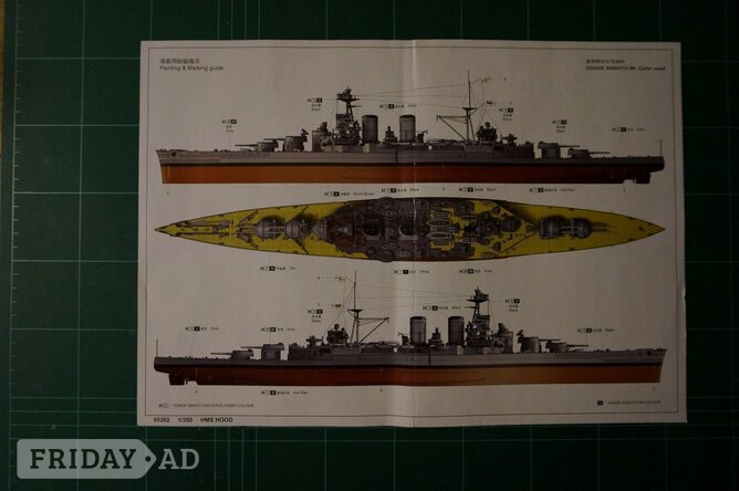 Worthing 'HMS Hood' 1:350 scale plastic model kit, by Trumpeter.