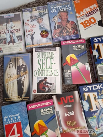 Hundreds of VHS videotapes