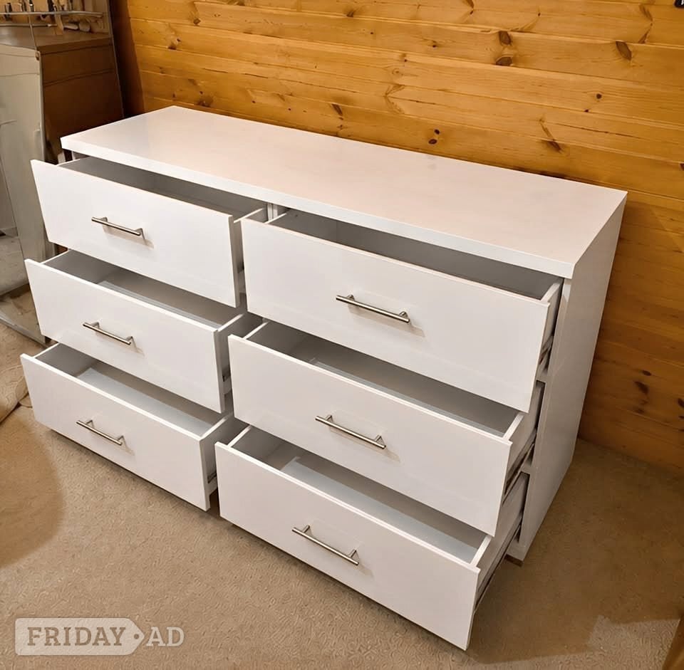 Elegant Minimalist Riano White (3+3)6x Chest of Drawers in London