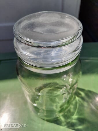 2 glass storage jars 