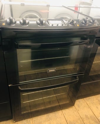 Zanussi black 60CM Wide Electric cooker with double oven & grill 