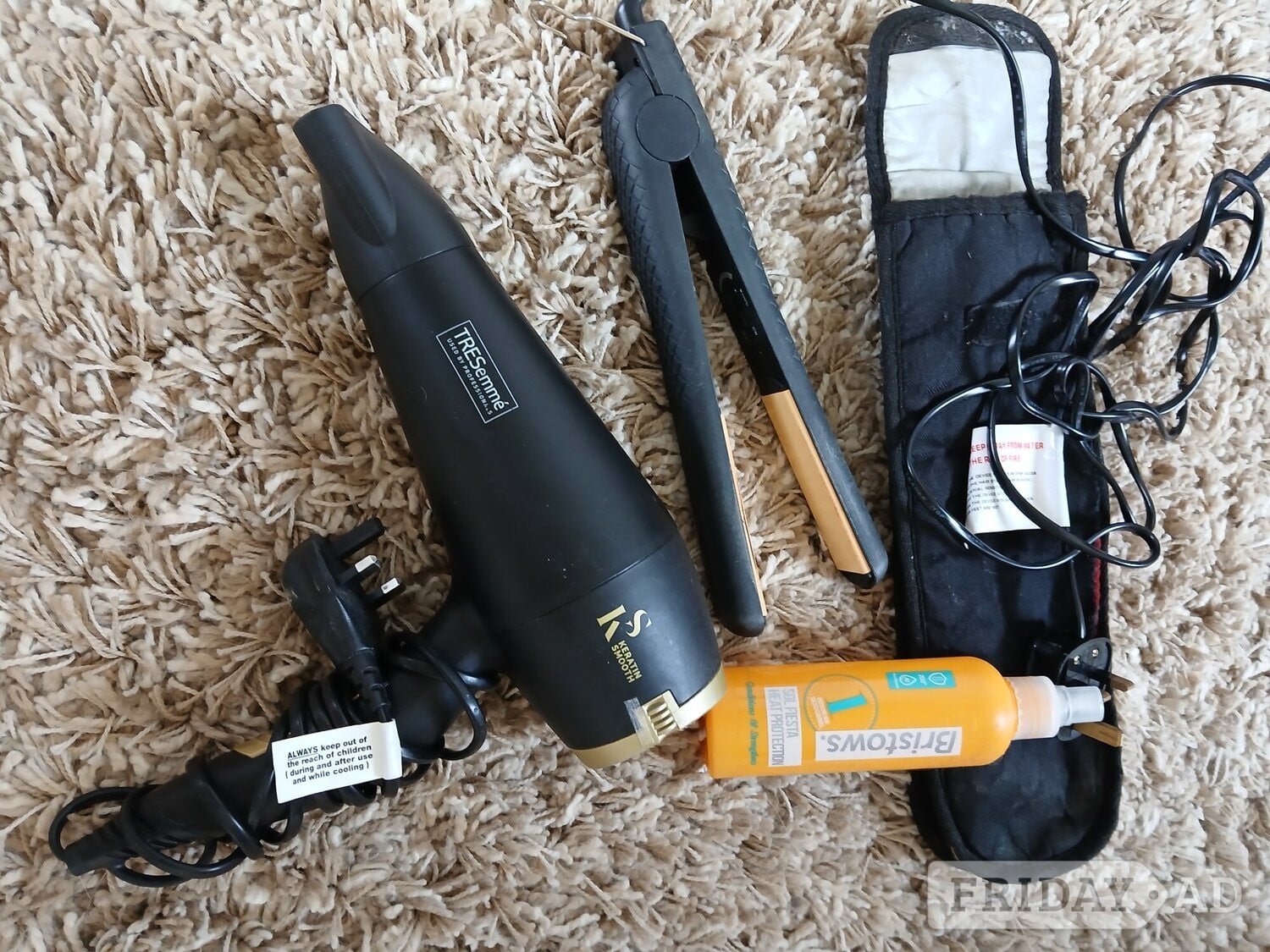 Hair dryer hair straighteners case and heat protection spray T