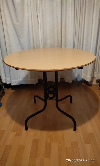 FREE - Round Dining Table – Wood Top, Black Metal Legs