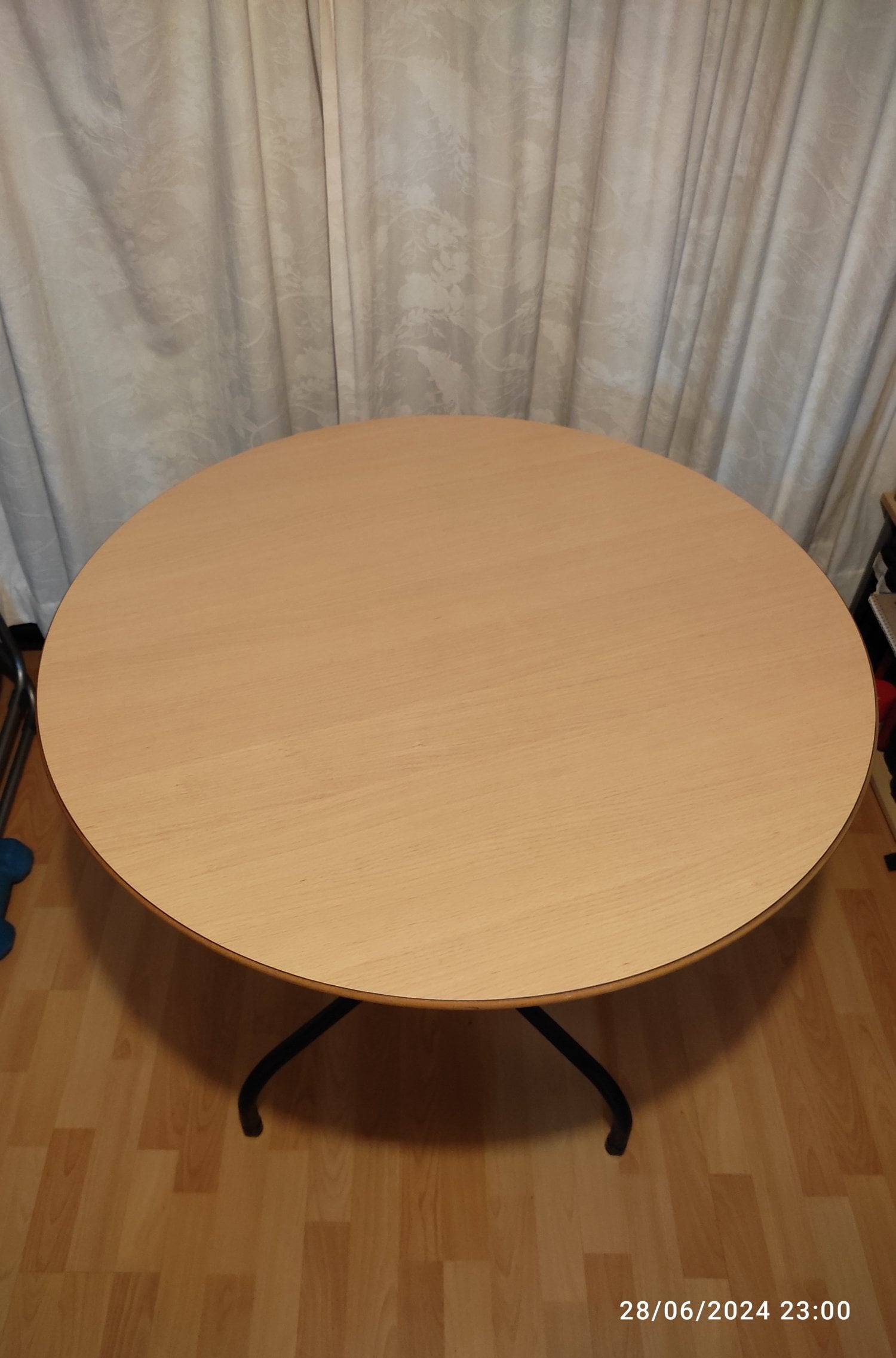 FREE - Round Dining Table – Wood Top, Black Metal Legs