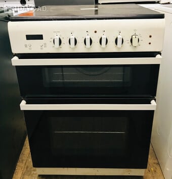Black & white 60CM wide electric cooker with double oven 