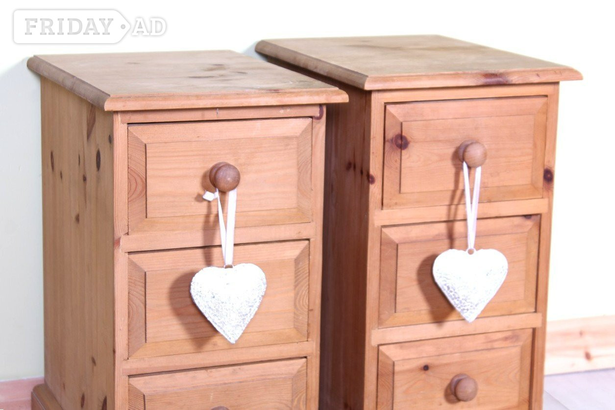 UK Delivery-2 Pine Bedside Tables Tongue & Groove Dovetail Joints - Furniture