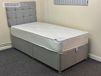 SINGLE DIVAN BASE 2 DRWS APOLLO SEMI ORTHO MAT & 24 IN HEADBOARD 