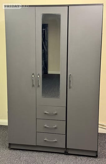 METRO 3 door mirror with 3 drawers - grey