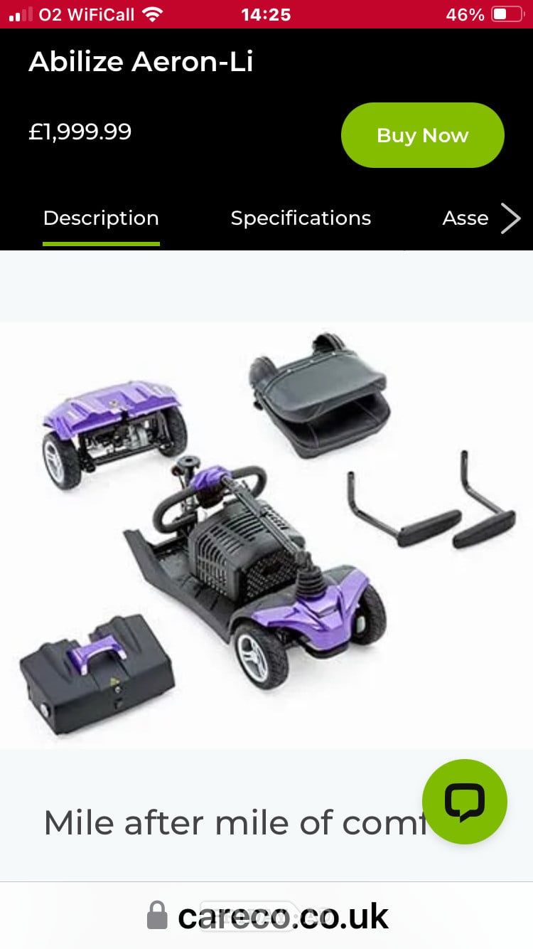 Lancing Silver Abulize Aeron Li mobility scooter