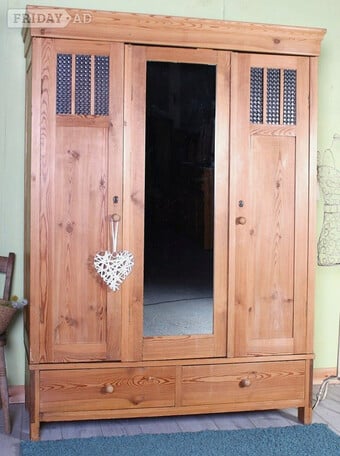 Delivery Options - Beautiful Antique Pine Wardrobe With Shelves