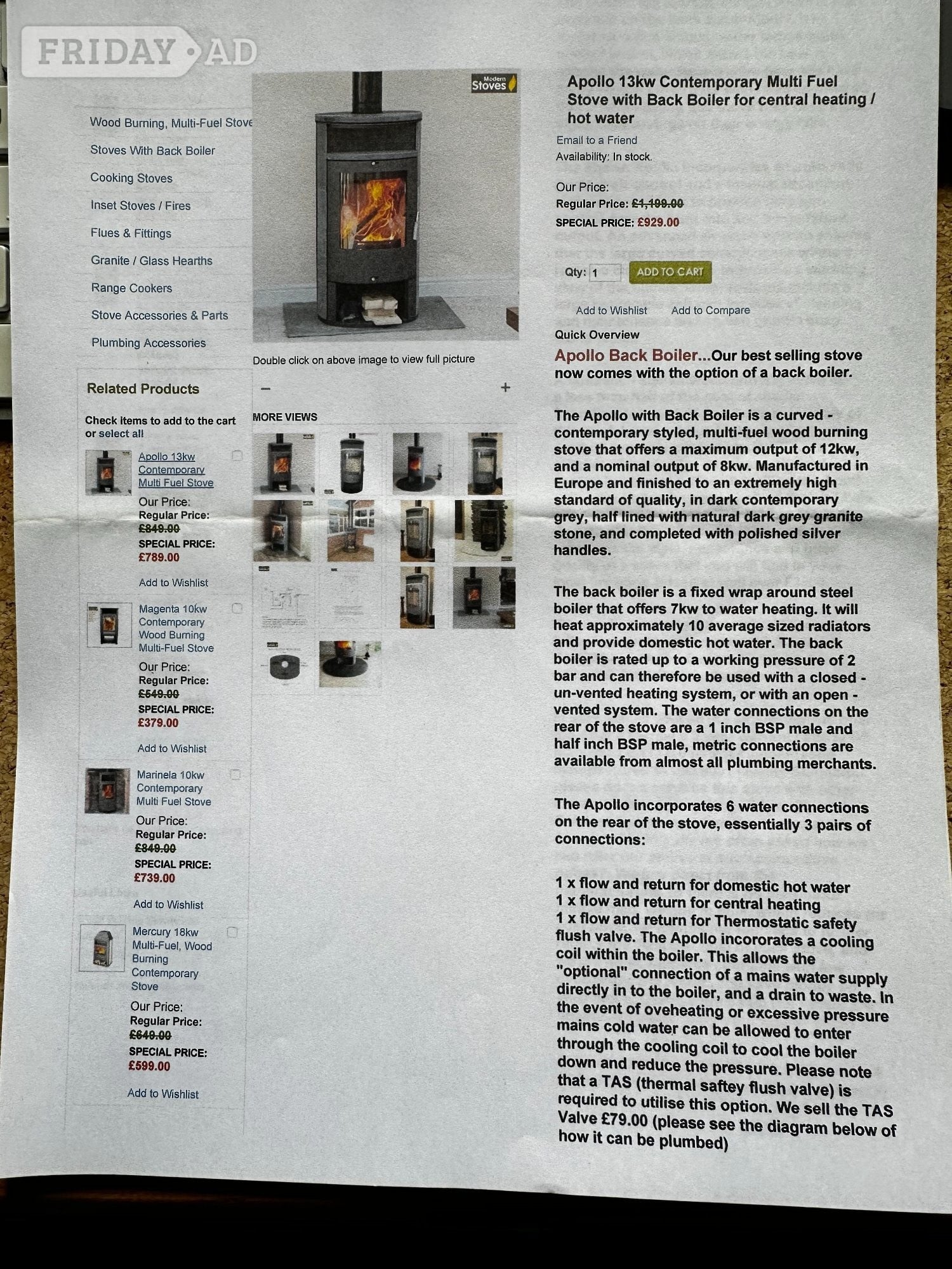 Uckfield Contemporary Wood Burning Boiler Stove