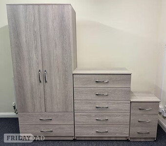 METRO wardrobe 2 drawers set - silver grain