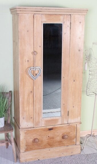 Delivery Options - Old Antique Pine Wardrobe Drawer & Mirror