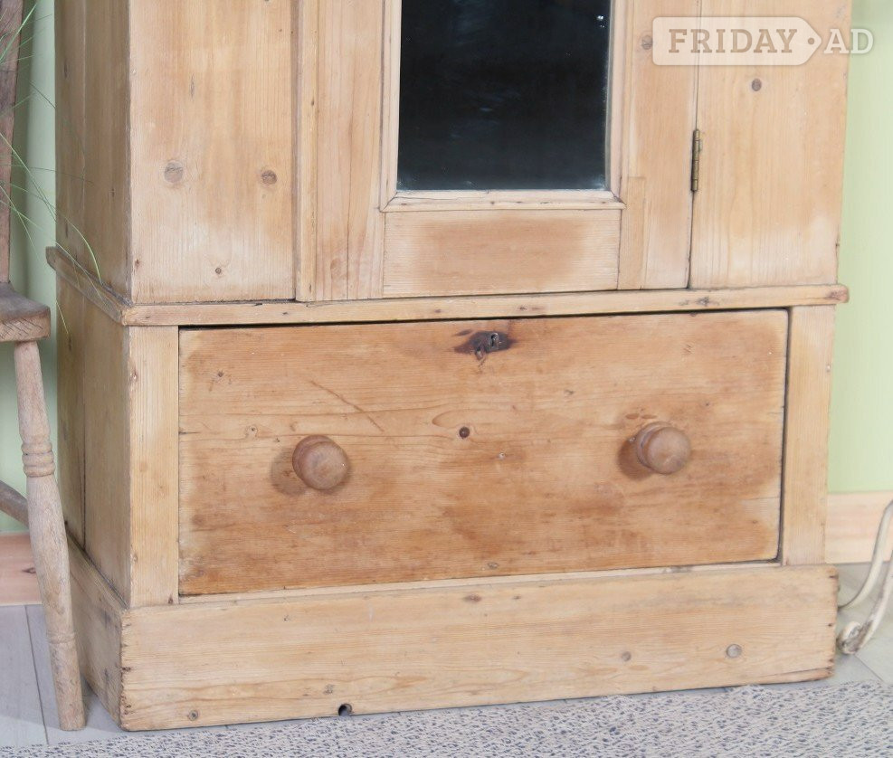 Delivery Options - Old Antique Pine Wardrobe Drawer & Mirror