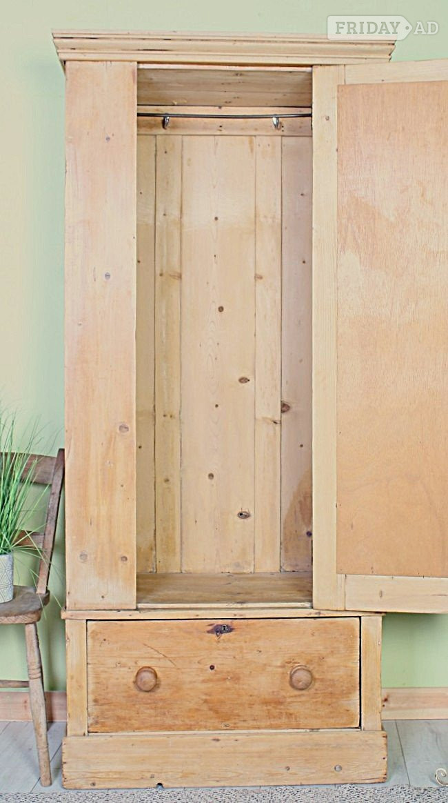 Delivery Options - Old Antique Pine Wardrobe Drawer & Mirror - Furniture